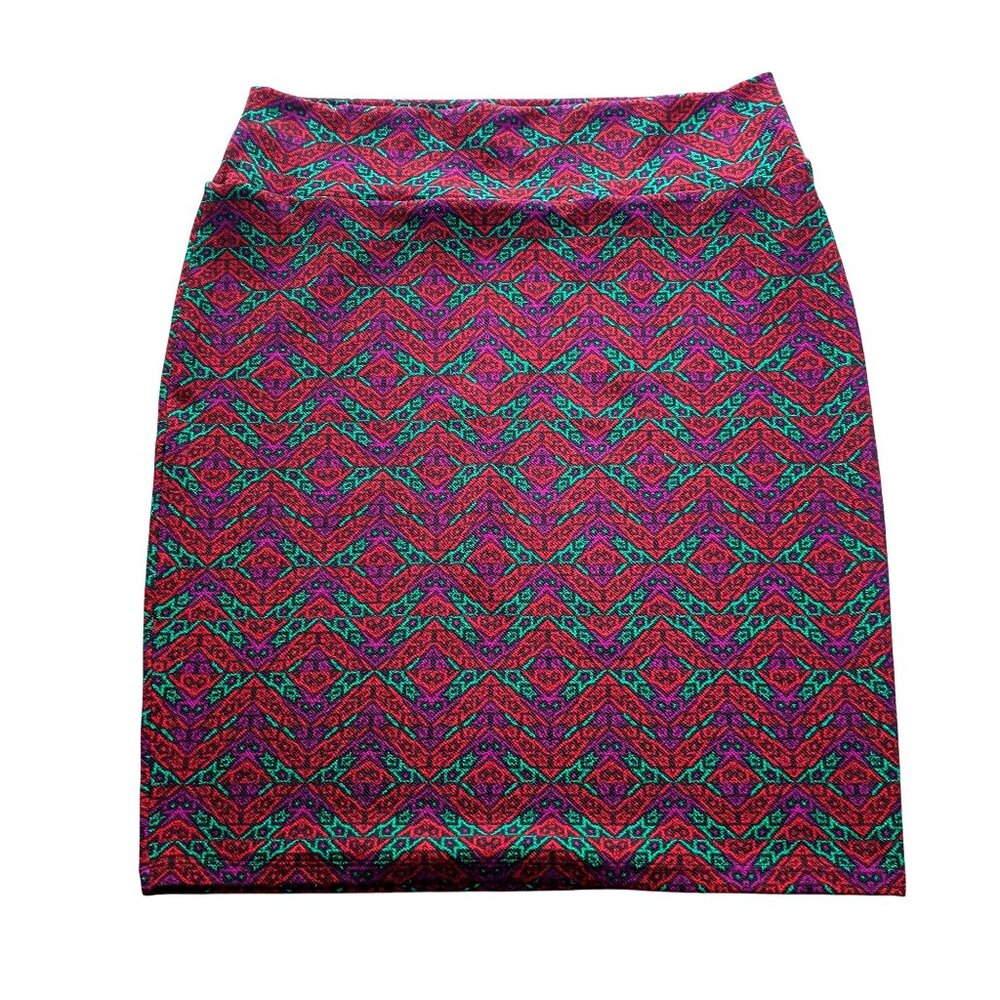 Cassie Lularoe Multicolor Tribal Pencil Skirt 3XL Knee Length Womens Holiday